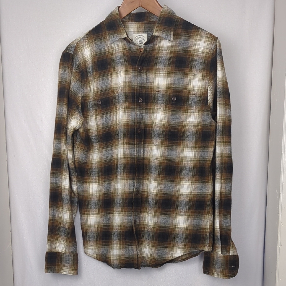 TRUE CRAFT Men's Small Brown Plaid Jessie Flannel Shirt